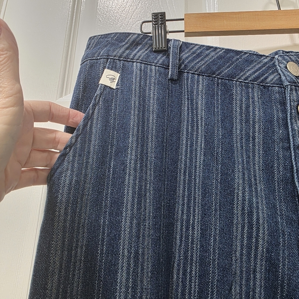 Jaded Gypsy Spiral Cluster Denim Pinstripe Cargo Pants Boho L/XL - Picture 7 of 15